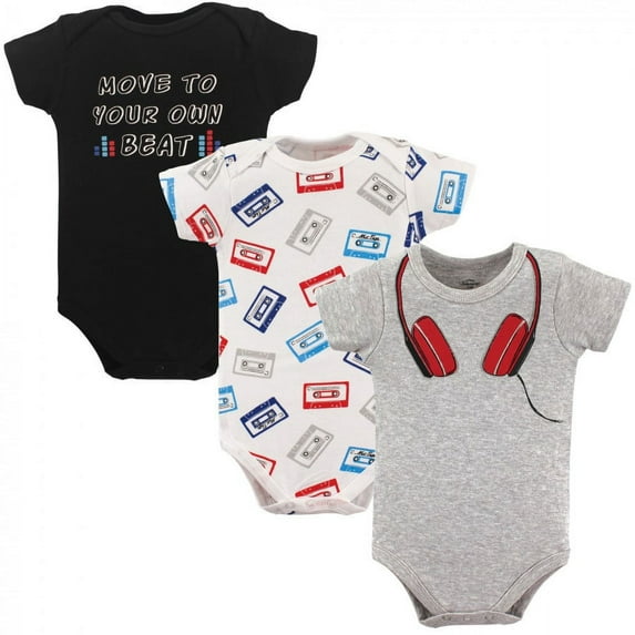 Little Treasure Baby Boy Cotton Bodysuits 3pk, Headphones, 9-12 Months