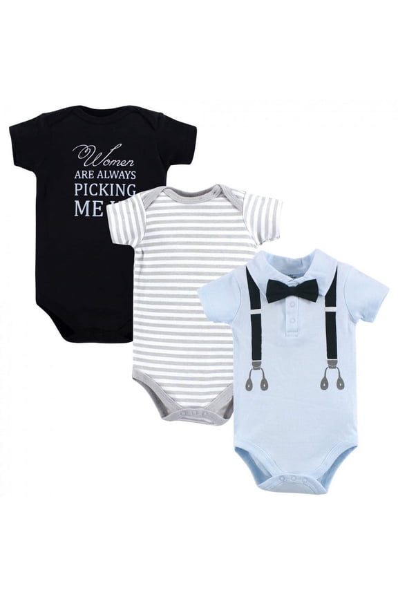 Baby Boy Cotton Bodysuits 3pk, Ladies Man, 6-9 Months