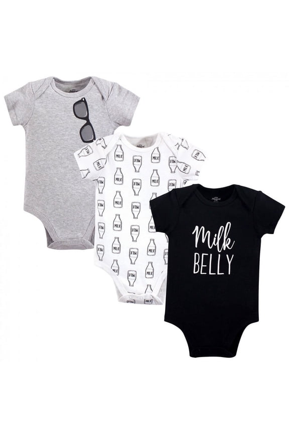 Baby Boy Cotton Bodysuits 3pk, Milk Belly, 9-12 Months