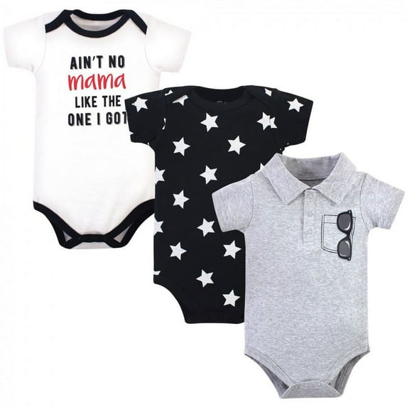 Little Treasure Baby Boy Cotton Bodysuits 3pk, My Mama, 12-18 Months