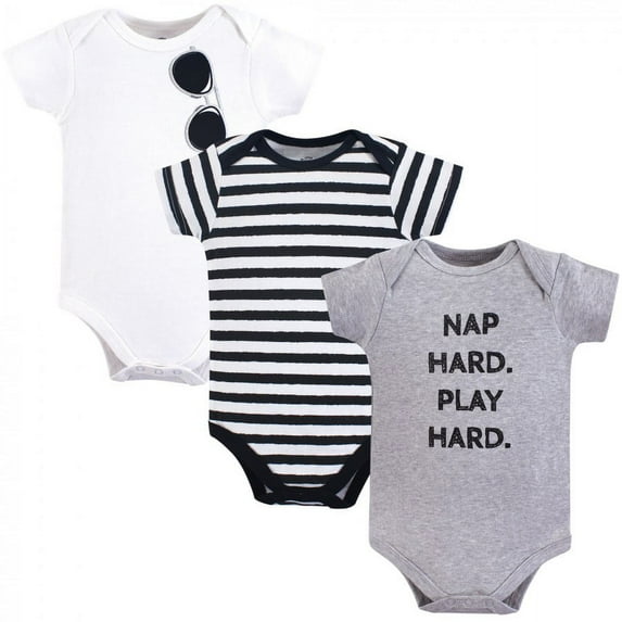 Little Treasure Baby Boy Cotton Bodysuits 3pk, Nap Hard, 18-24 Months