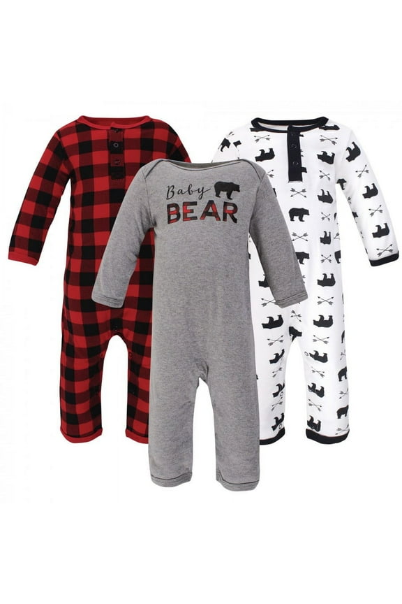 Baby Boy Cotton Coveralls 3pk, Baby Bear, 0-3 Months