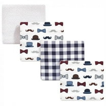 Little Treasure Baby Boy Cotton Flannel Receiving Blankets, Handsome Fella 4-Pack, One Size
