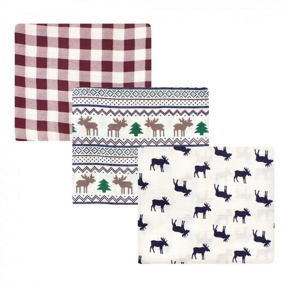 Little Treasure Baby Boy Cotton Muslin Swaddle Blankets, Moose Sweater, One Size