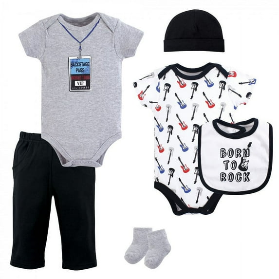 Little Treasure Baby Boy Layette 6-Piece Set, Born To Rock, 9-12 Months