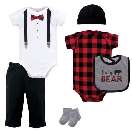 Little Treasure Baby Boy Layette 6-Piece Set, Lumberjack Bow Tie, 3-6 Months