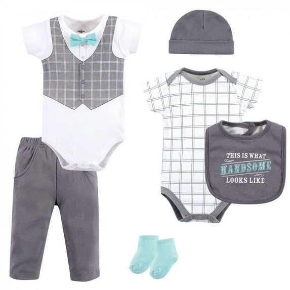 Little Treasure Baby Boy Layette 6-Piece Set, Mint Bow Tie, 3-6 Months