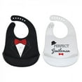 thumbnail image 1 of Little Treasure Baby Boy Silicone Bibs 2pk, Perfect Gentleman, One Size, 1 of 2