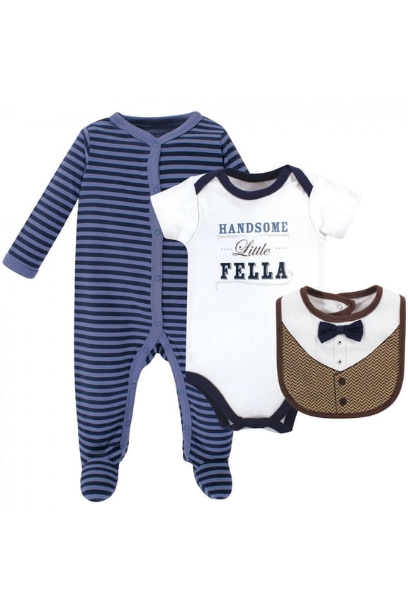 Baby Boy Sleep and Play, Bodysuit and Bib, Handsome Fella, 6-9 Months