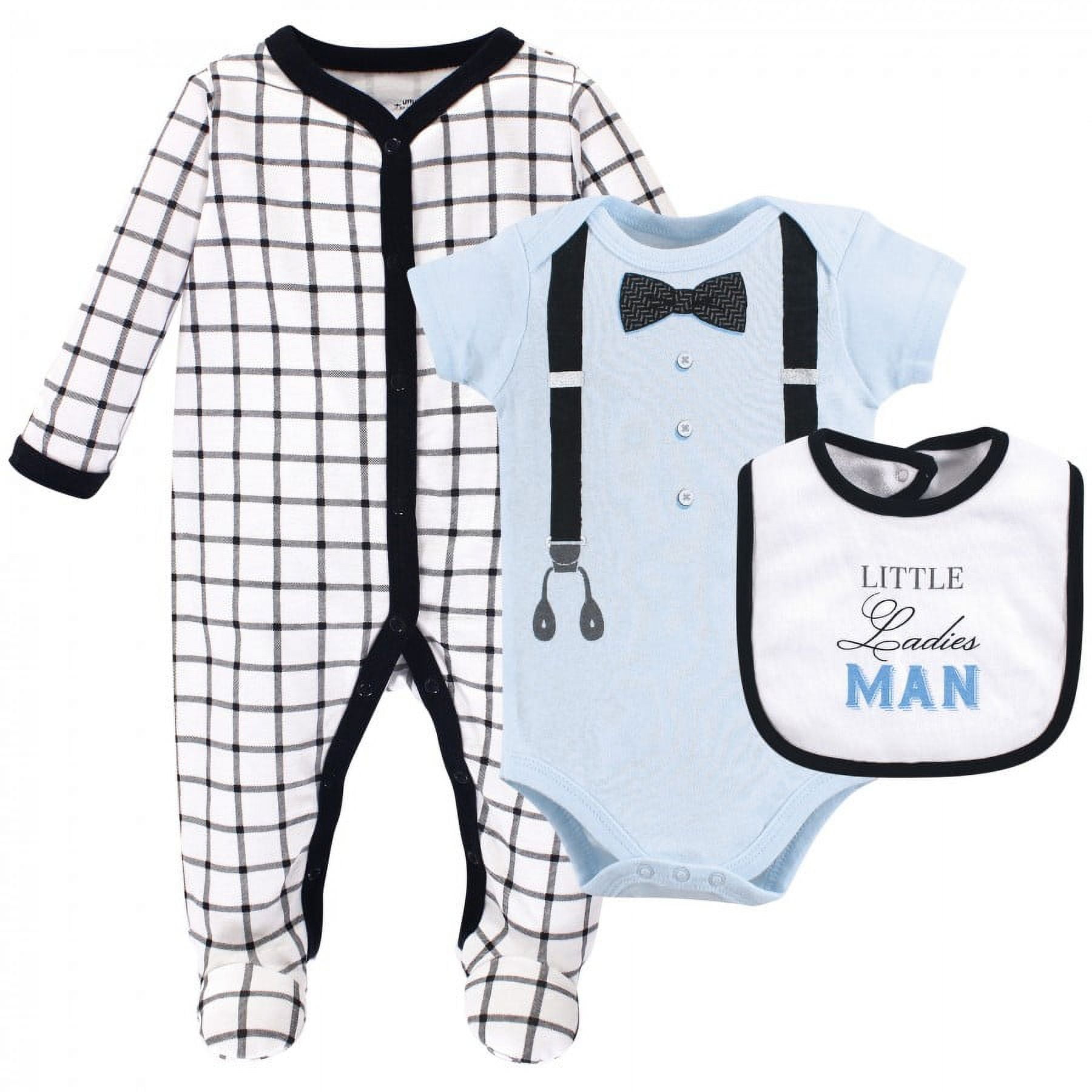 Little Treasure Baby Boy Sleep and Play, Bodysuit and Bib, Ladies Man