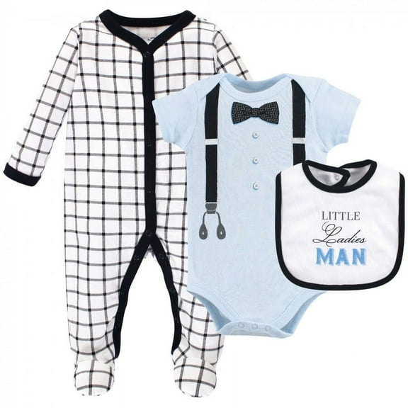 Little Treasure Baby Boy Sleep and Play, Bodysuit and Bib, Ladies Man, 3-6 Months