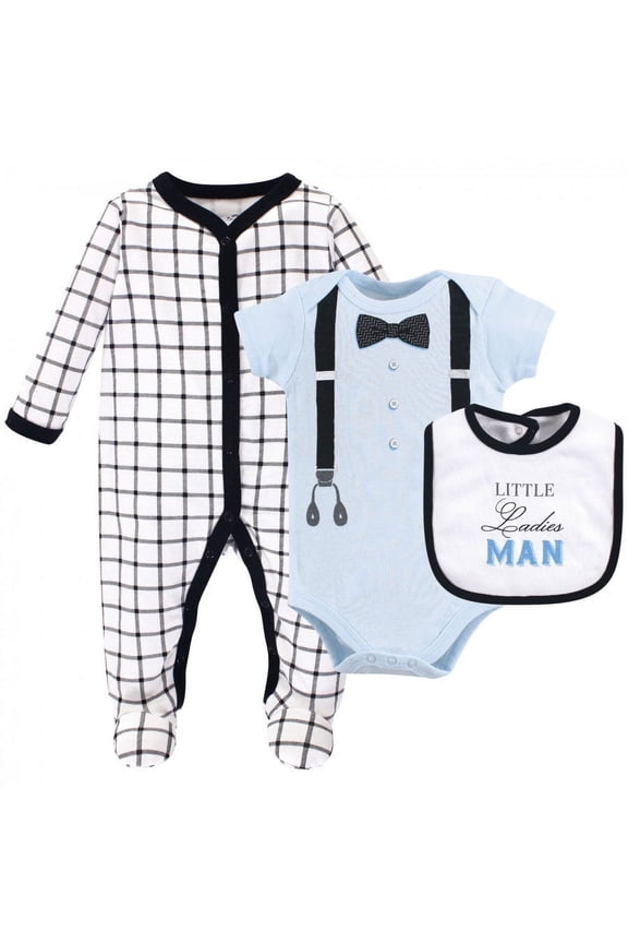 Baby Boy Sleep and Play, Bodysuit and Bib, Ladies Man, 3-6 Months