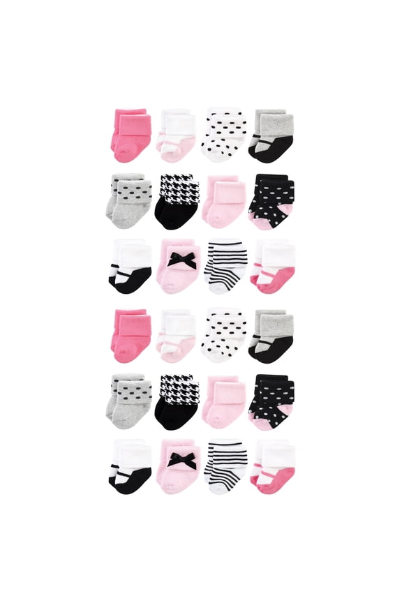 Baby Cotton Rich Terry Socks 24-Pack, Little Lady, 6-12 Months