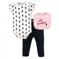 thumbnail image 1 of Little Treasure Baby Girl Bodysuit, Pant and Bib, Lipstick, 3-6 Months, 1 of 1