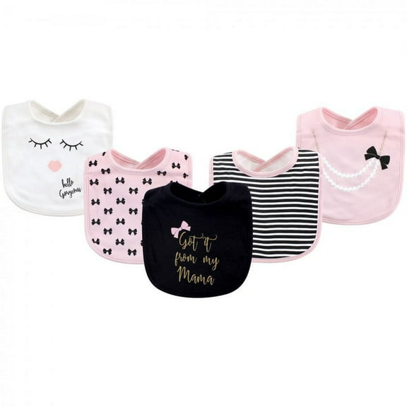 Little Treasure Baby Girl Cotton Bibs 5pk, Mama, One Size