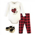 thumbnail image 1 of Little Treasure Baby Girl Cotton Bodysuit, Pant and Shoe 3pc Set, Buffalo Plaid Heart, 12-18 Months, 1 of 2