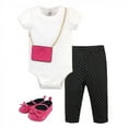thumbnail image 1 of Little Treasure Baby Girl Cotton Bodysuit, Pant and Shoe 3pc Set, Dark Pink Purse, 9-12 Months, 1 of 1