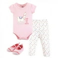 thumbnail image 1 of Little Treasure Baby Girl Cotton Bodysuit, Pant and Shoe 3pc Set, Llama Love, 0-3 Months, 1 of 1