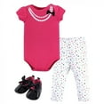 thumbnail image 1 of Little Treasure Baby Girl Cotton Bodysuit, Pant and Shoe 3pc Set, Party Pearls, 3-6 Months, 1 of 1