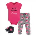 thumbnail image 1 of Little Treasure Baby Girl Cotton Bodysuit, Pant and Shoe 3pc Set, Sassy Pants, 3-6 Months, 1 of 1