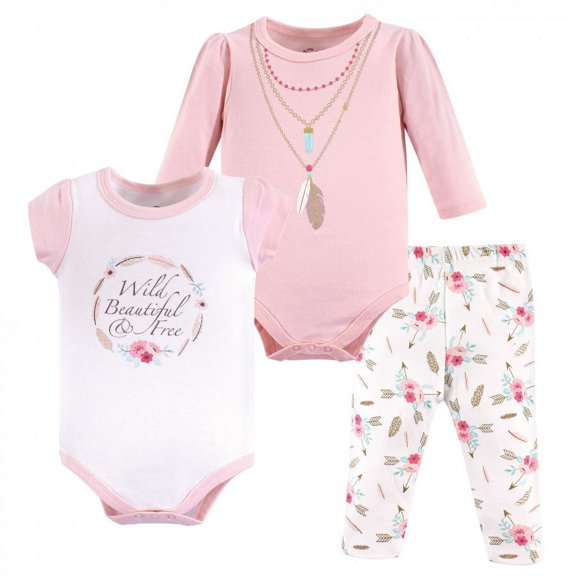 Little Treasure Baby Girl Cotton Bodysuit and Pant Set, Boho, 18-24 Months