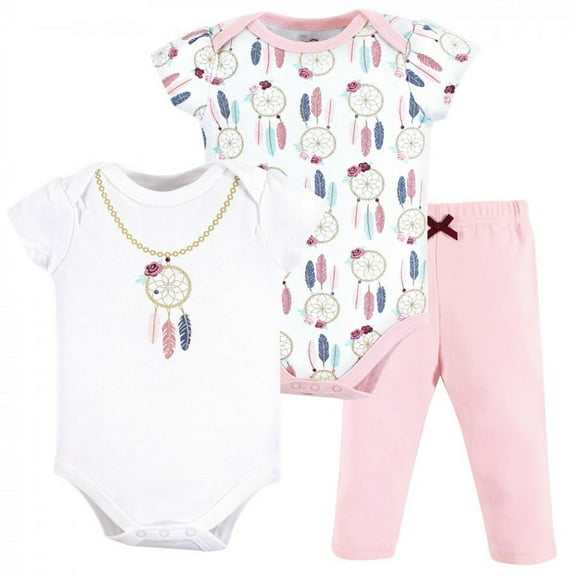 Little Treasure Baby Girl Cotton Bodysuit and Pant Set, Dream Catcher, 3-6 Months