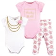 thumbnail image 1 of Little Treasure Baby Girl Cotton Bodysuit and Pant Set, Gold Roses, 6-9 Months, 1 of 4