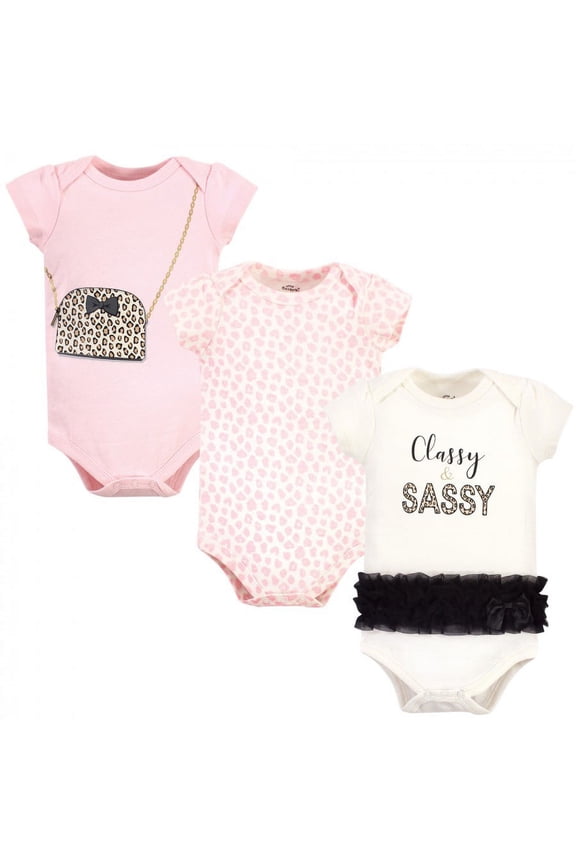 Baby Girl Cotton Bodysuits 3pk, Classy and Sassy, 9-12 Months