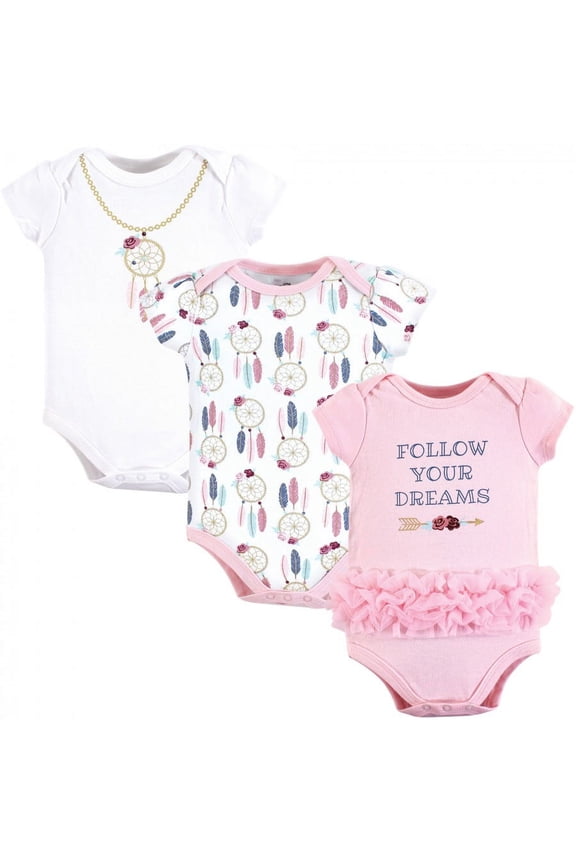 Baby Girl Cotton Bodysuits 3pk, Dream Catcher, 3-6 Months