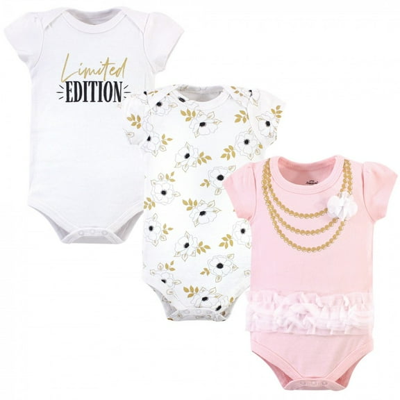 Little Treasure Baby Girl Cotton Bodysuits 3pk, Limited Edition, 3-6 Months