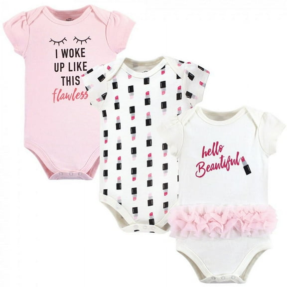 Little Treasure Baby Girl Cotton Bodysuits 3pk, Lipstick, 0-3 Months