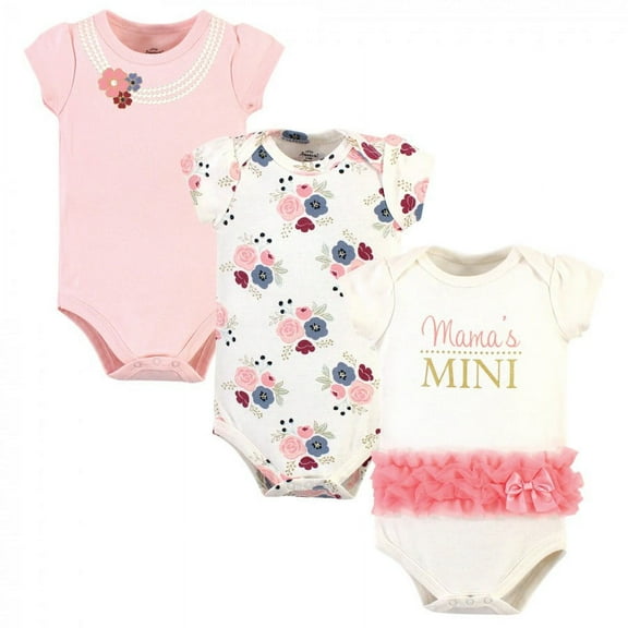 Little Treasure Baby Girl Cotton Bodysuits 3pk, Mamas Mini, 9-12 Months