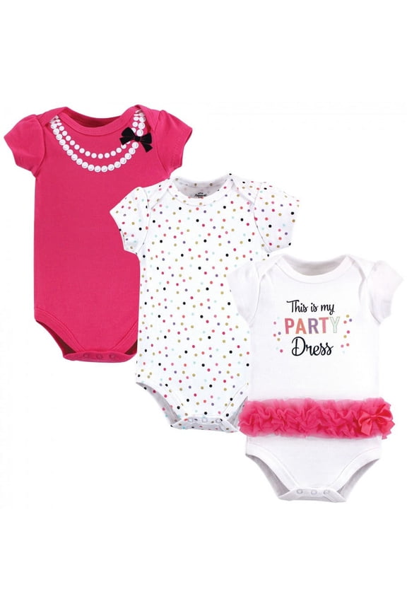 Baby Girl Cotton Bodysuits 3pk, Party Dress, 18-24 Months