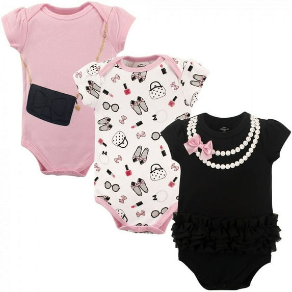Little Treasure Baby Girl Cotton Bodysuits 3pk, Pearls, 6-9 Months