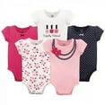 thumbnail image 1 of Little Treasure Baby Girl Cotton Bodysuits 5pk, Bow Necklace, 3-6 Months, 1 of 1