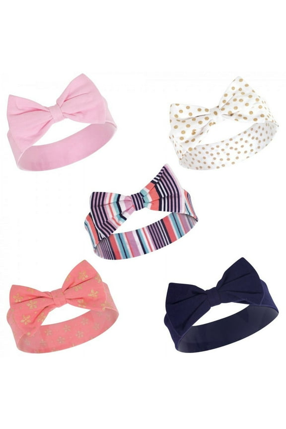 Baby Girl Cotton Headbands 5pk, Sparkle Stripe, One Size