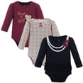 thumbnail image 1 of Little Treasure Baby Girl Cotton Long-Sleeve Bodysuits 3pk, Burgundy Heart Of Gold, 18-24 Months, 1 of 2