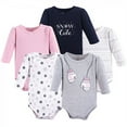 thumbnail image 1 of Little Treasure Baby Girl Cotton Long-Sleeve Bodysuits 5pk, Mittens, 0-3 Months, 1 of 1