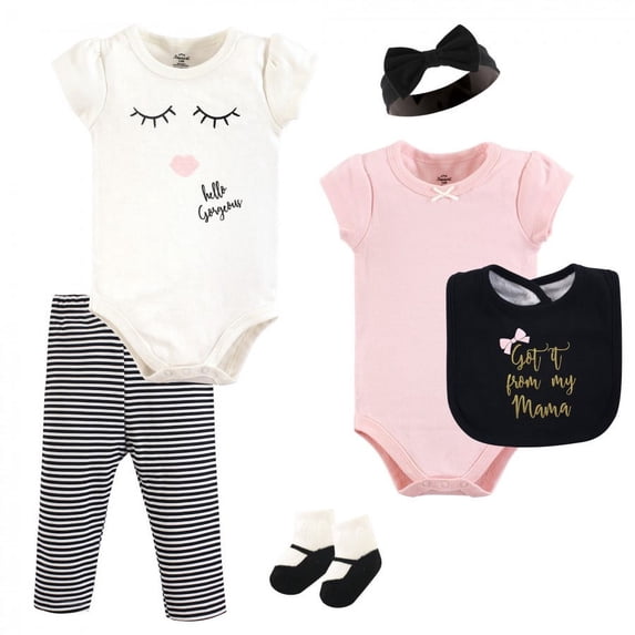 Little Treasure Baby Girl Layette 6-Piece Set, Mama, 3-6 Months