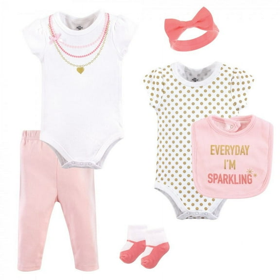 Little Treasure Baby Girl Layette 6-Piece Set, Sparkling, 9-12 Months