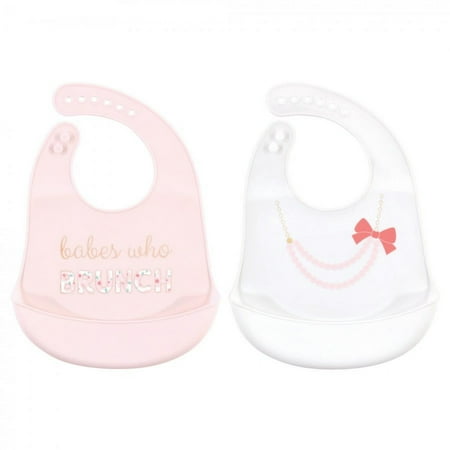 Little Treasure Baby Girl Silicone Bibs 2pk, Brunch, One Size
