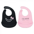 thumbnail image 1 of Little Treasure Baby Girl Silicone Bibs 2pk, Classy, One Size, 1 of 2