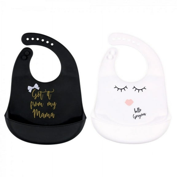 Little Treasure Baby Girl Silicone Bibs 2pk, Mama, One Size