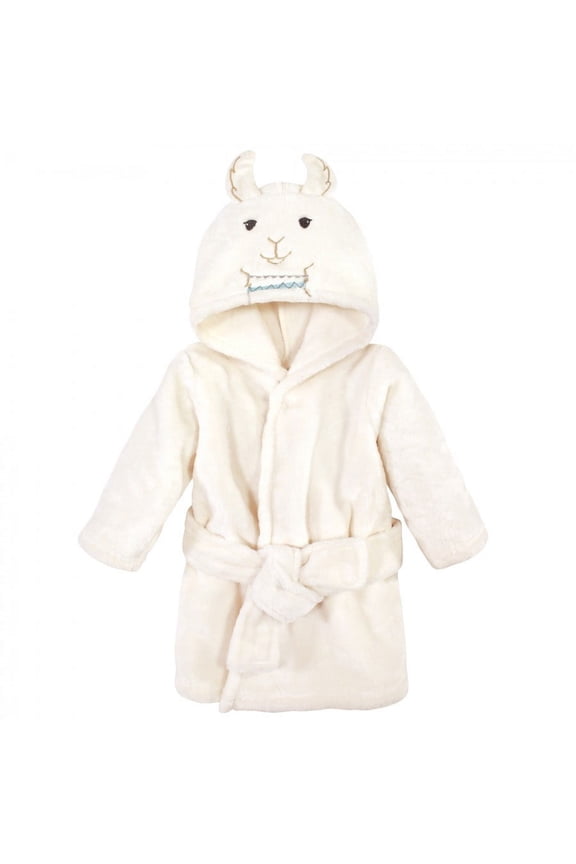 Baby Unisex Plush Bathrobe, Neutral Llama, 0-9 Months