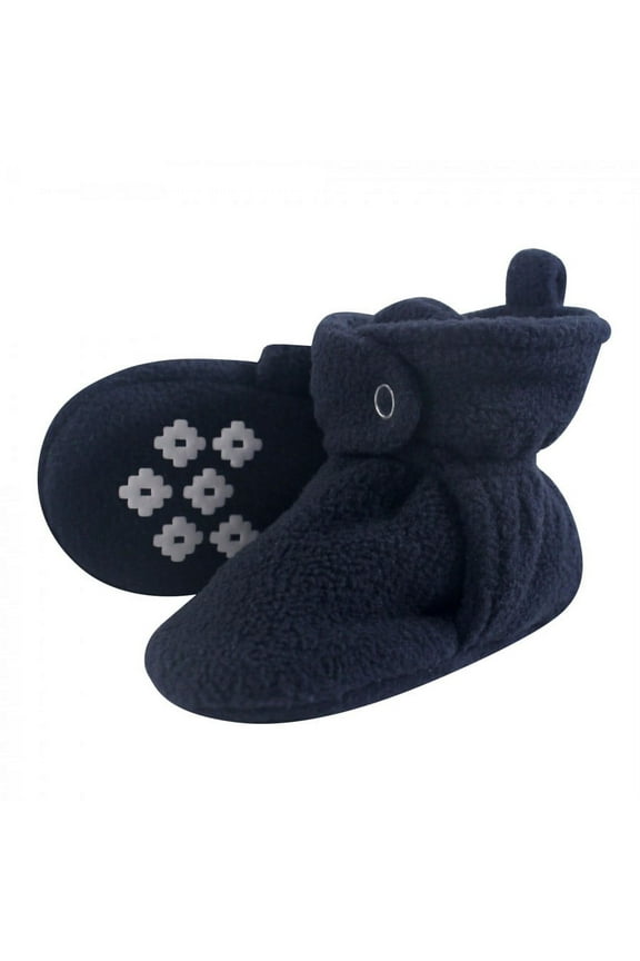 Baby and Toddler Boy Cozy Fleece Booties, Navy, 12-18 Months