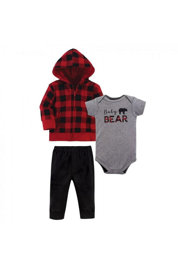 Baby and Toddler Boy Hoodie, Bodysuit or Tee Top, and Pant Set, Baby Bear, 9-12 Months