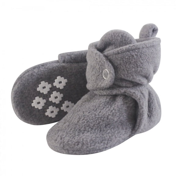Little Treasure Baby and Toddler Cozy Fleece Booties, Heather Gray, 12-18 Months