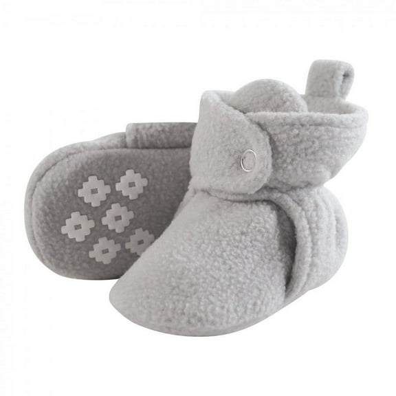Little Treasure Baby and Toddler Cozy Fleece Booties, Light Gray, 0-6 Months