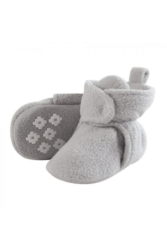 Baby and Toddler Cozy Fleece Booties, Light Gray, 18-24 Months