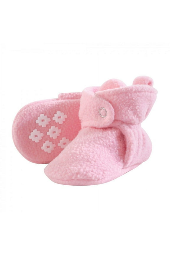 Baby and Toddler Girl Cozy Fleece Booties, Light Pink, 6-12 Months